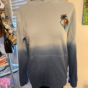 Gradient Blue Hoodie with Palm Tree Design
